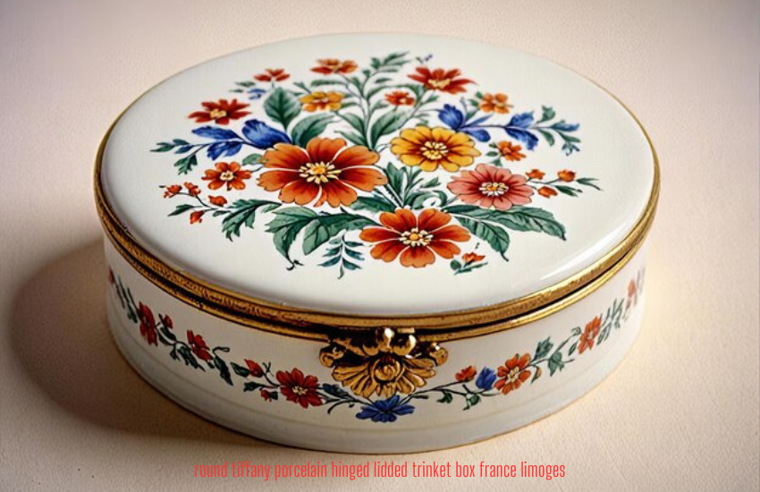 round tiffany porcelain hinged lidded trinket box france limoges 